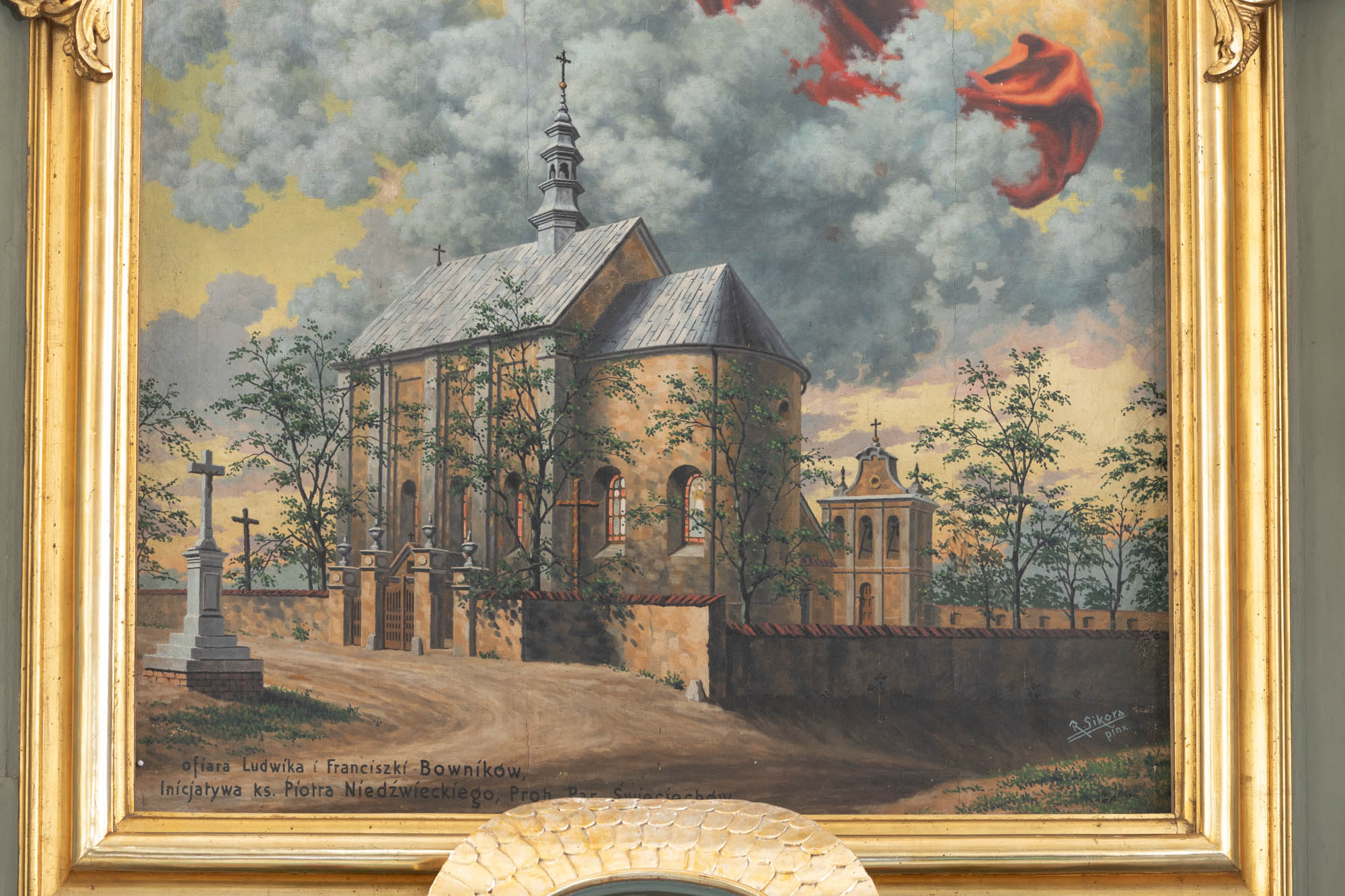 Obraz – Chrystus nad kościołem w Świeciechowie w ołtarzu gł