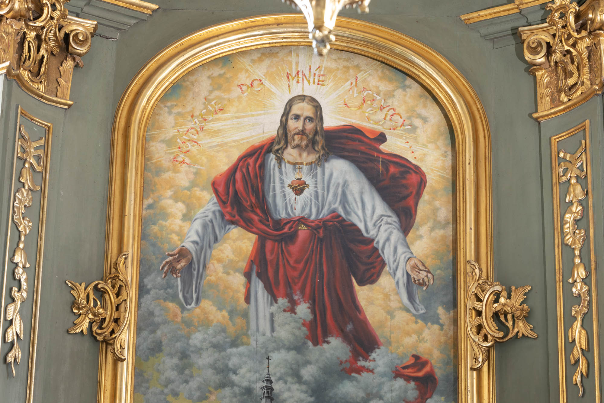 Obraz – Chrystus nad kościołem w Świeciechowie w ołtarzu gł