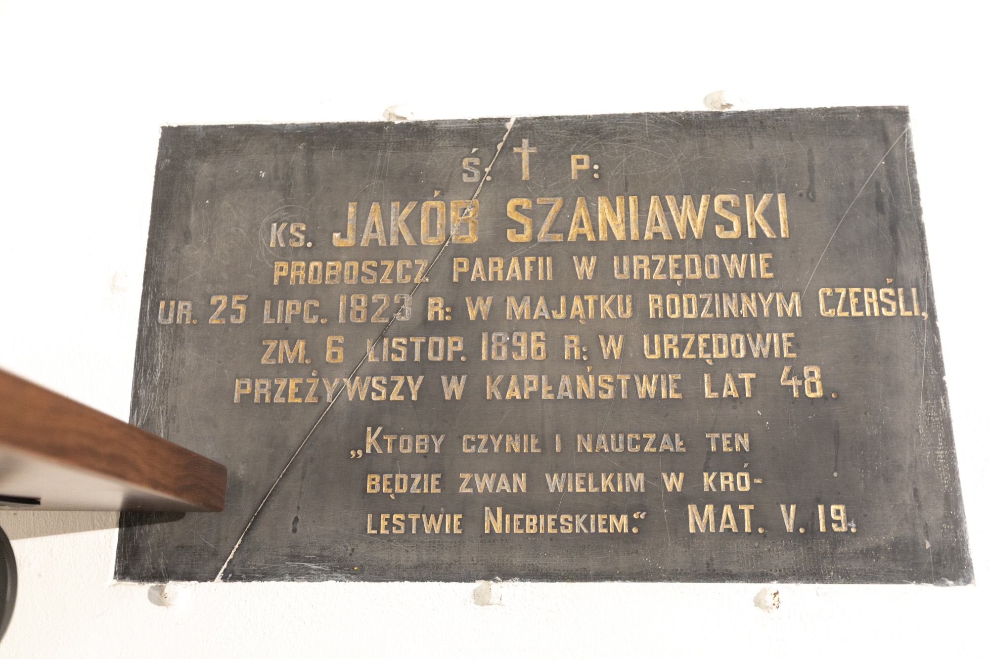 Epitafium ks.  Jakuba Szaniawskiego zm.  1896 r