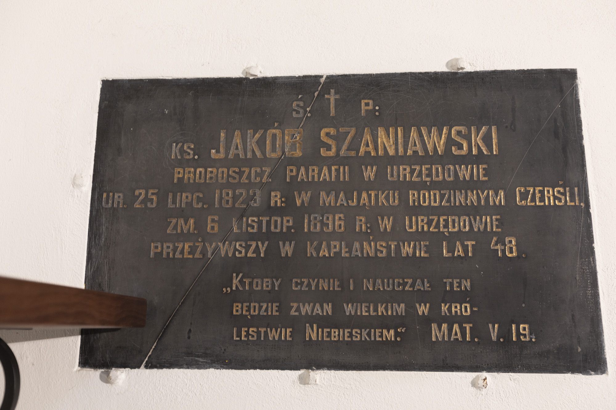 Epitafium ks.  Jakuba Szaniawskiego zm.  1896 r