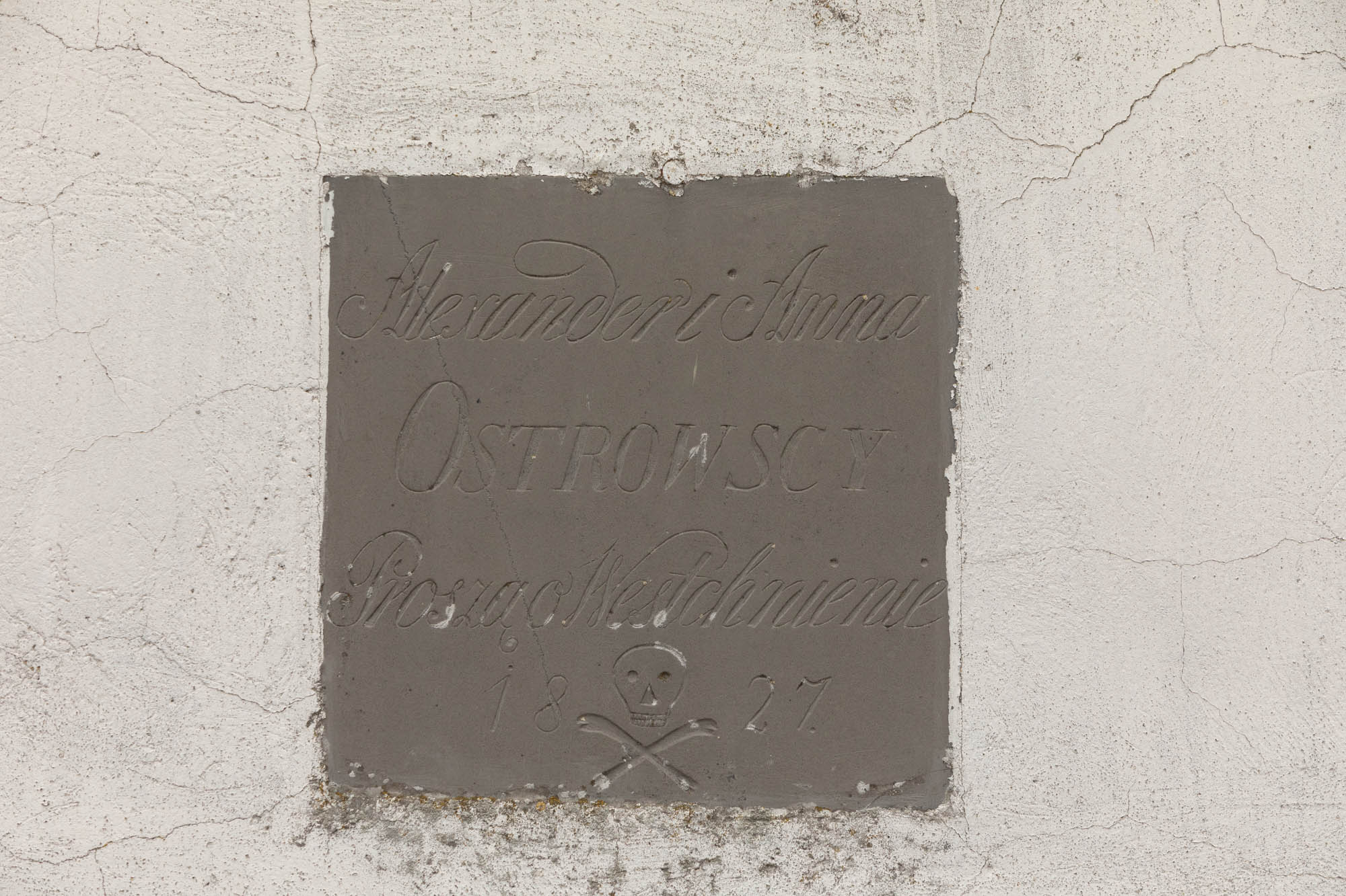 Tabliczka pamiątkowa Aleksandra u Anny Ostrowskich, 1827 r