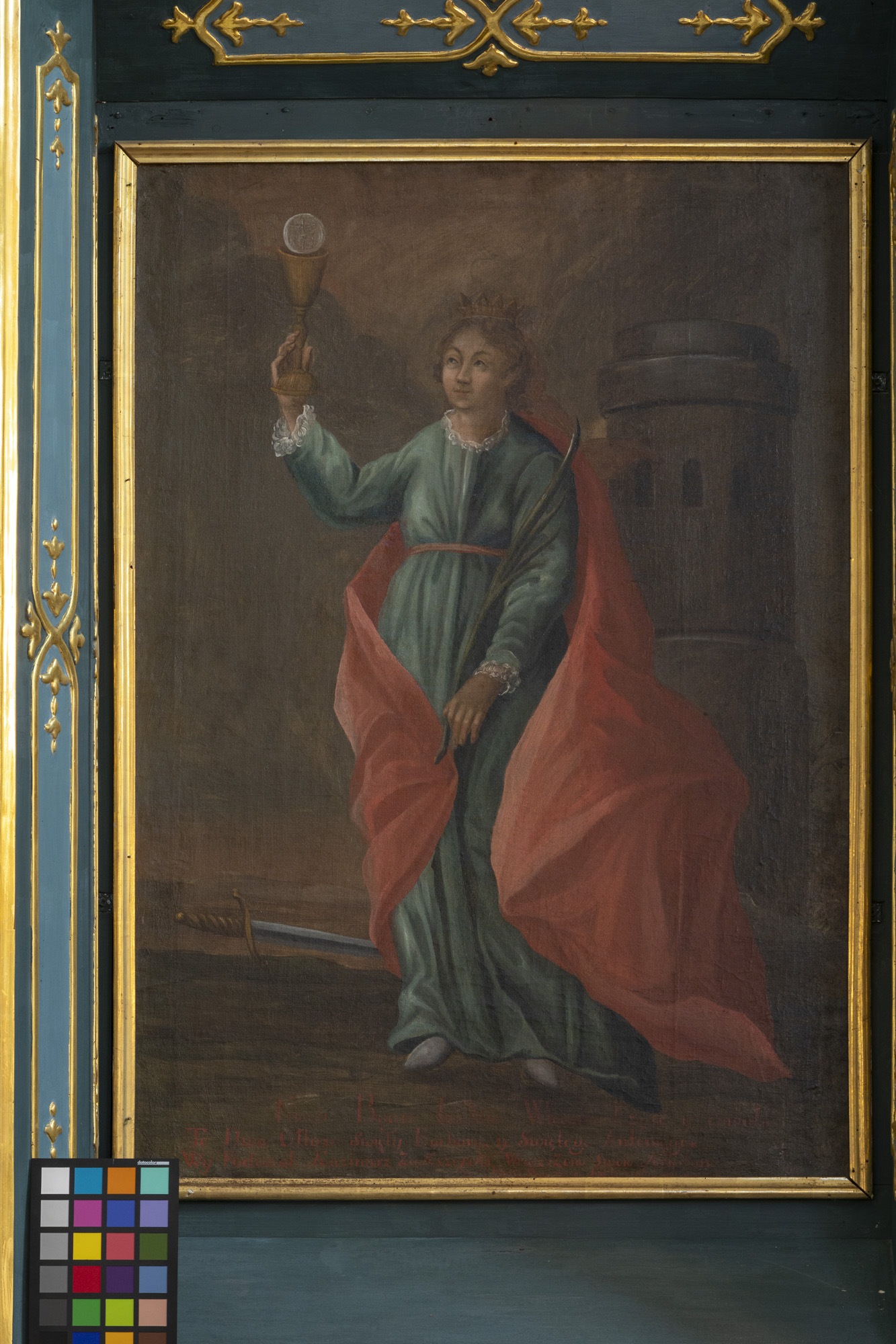 Obraz św. Barbary w ołtarzu bocznym