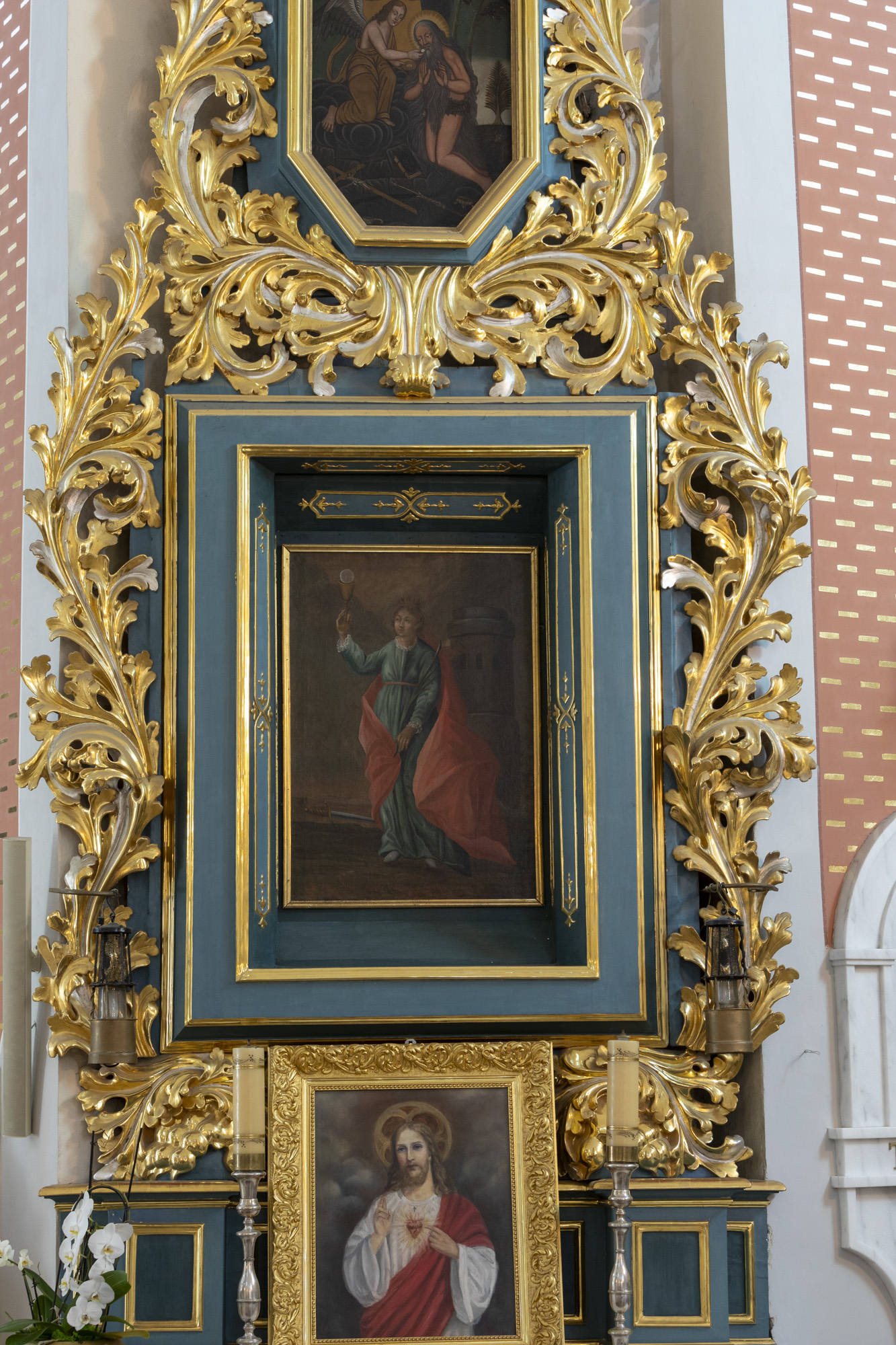 Ołtarz boczny przy tęczy, prawy, pw. św. Barbary
