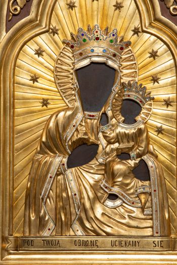 Feretron z przedstawieniami - Matka Boska z Dzieciątkiem i św. Józef z Dzieciątkiem