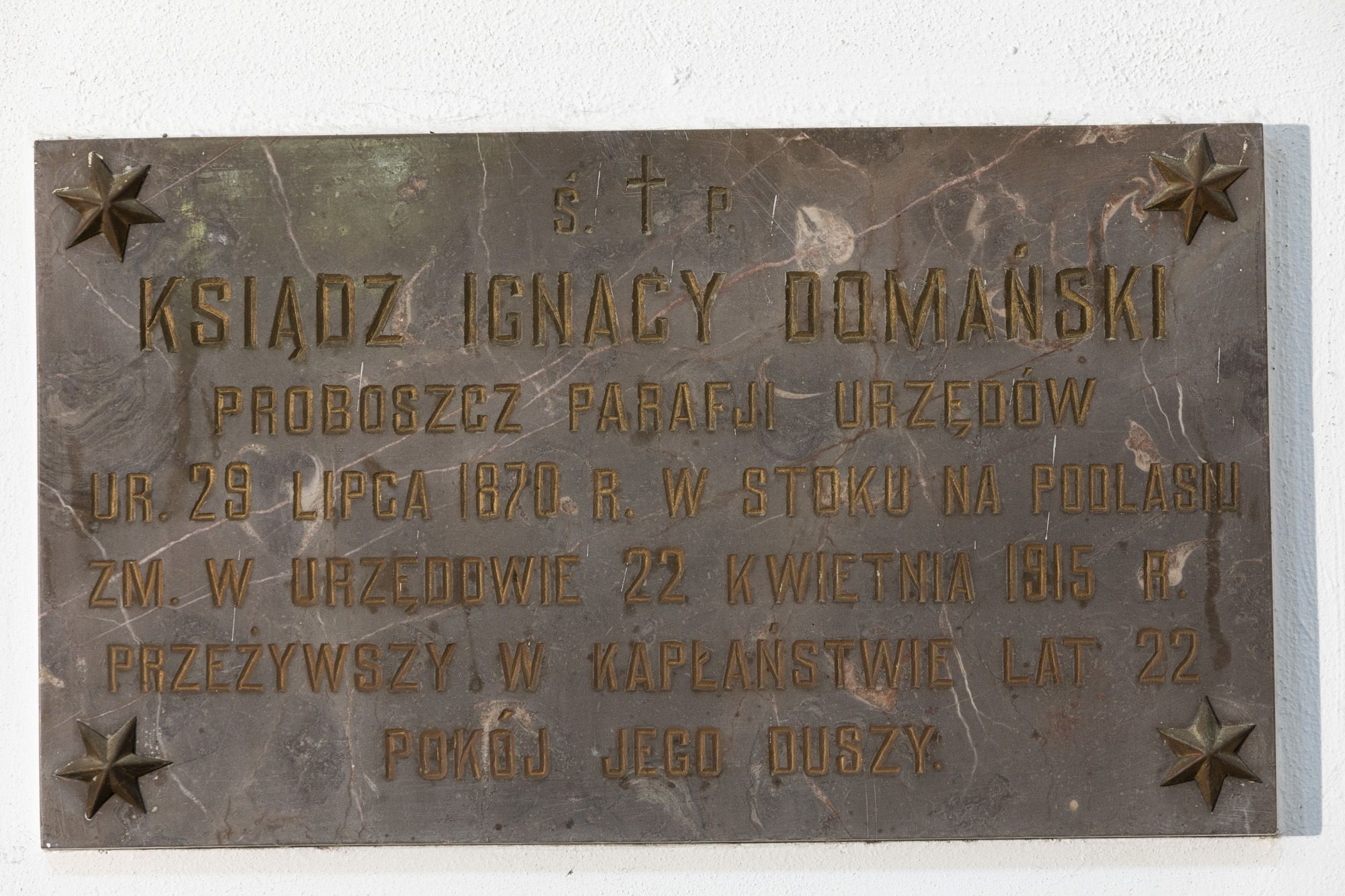 Epitafium ks. Ignacego Domańskiego zm. 1915 r.