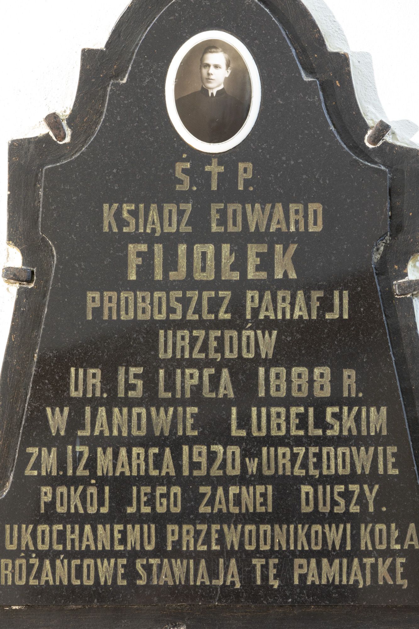 Epitafium ks. Edwarda Fijołka zm. 1920 r.