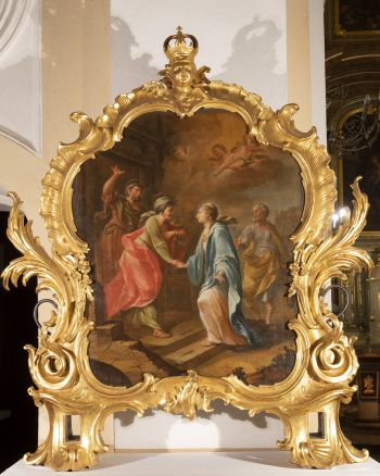 Feretron z obrazami: Nawiedzenia N.M.P, Umywanie nóg przez Marię Magdalenę