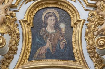 Obraz św. Barbary w ołtarzu bocznym prawym pw. św.  Stanisława Kostki
