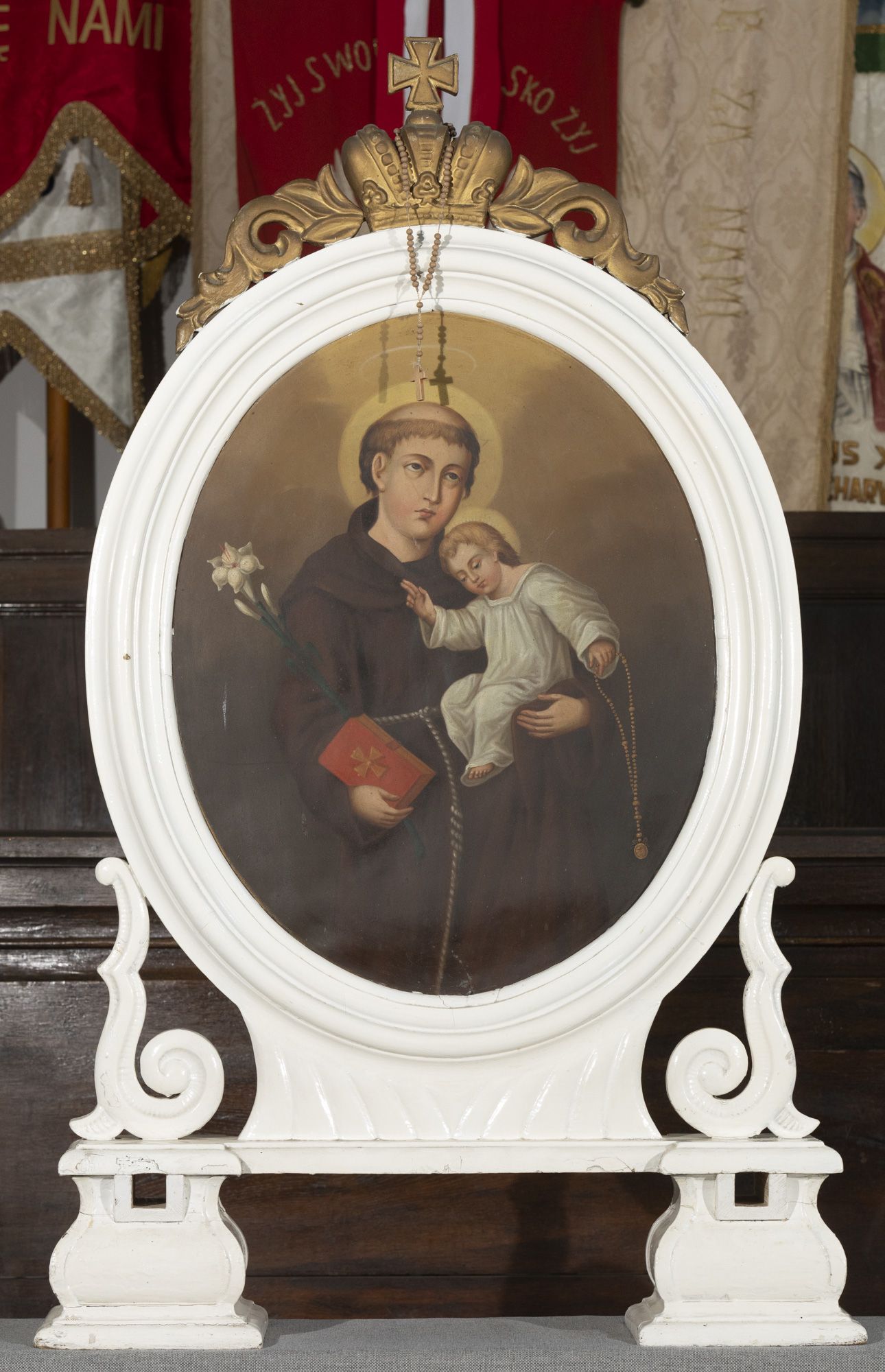 Feretron z obrazem dwustronnym MB Częstochowskiej i św.  Antoniego