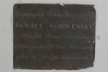 Tablica pamiątkowa Ignacego Sobolewskiego, zm. 1843 r.