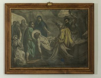 Stacja drogi krzyżowej – Ciało Jezusa złożone do grobu